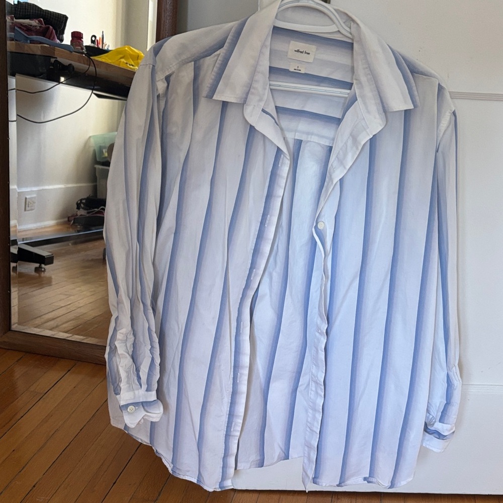 Wilfred Blue and White Striped Button Down Shirt